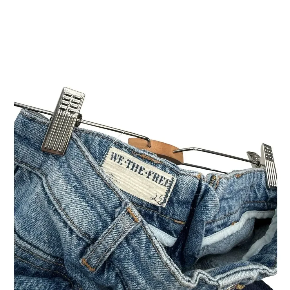Free‎ People Denim Cargo Mini Skort Utility Pocket Buckle Blue Size 25